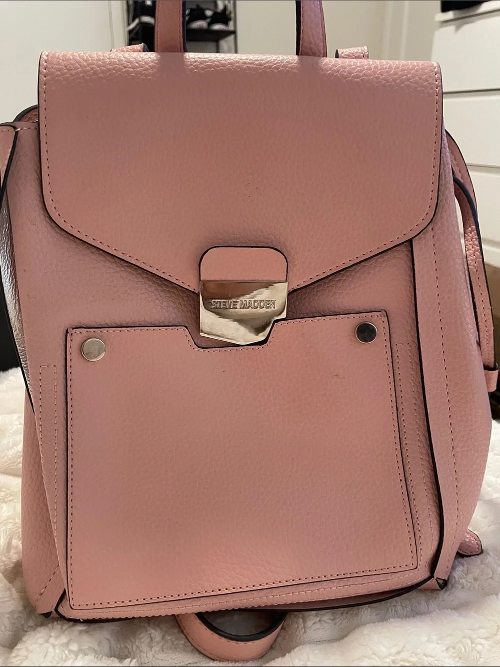Steve Madden Pink Pebbled Leather Backpack